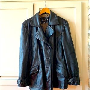 Kenneth Cole NY Leather Double Breasted Jacket